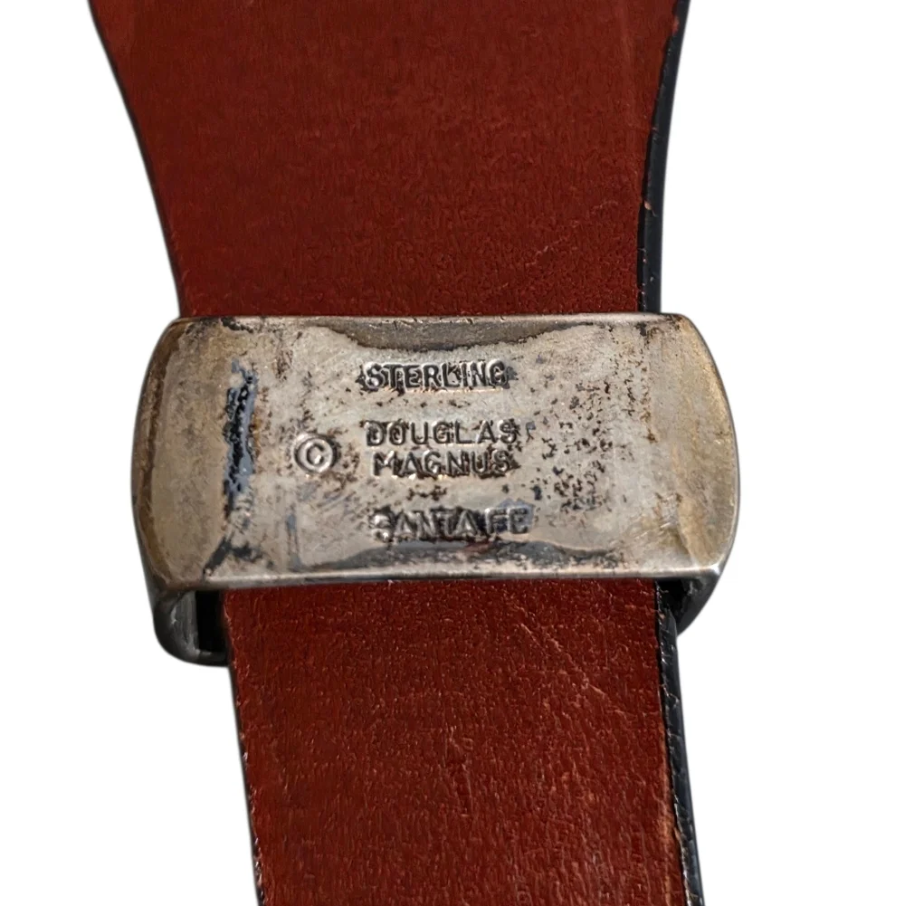 Rewards Tapered Leather Belt with Douglas Magnus Sterling Buckle Set Size 28